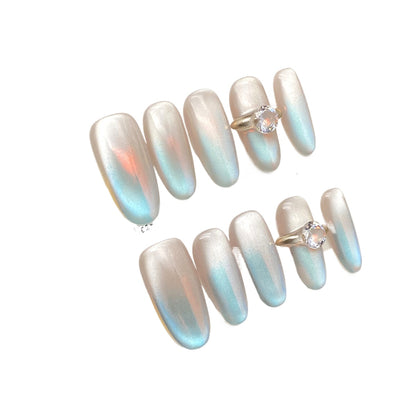 Solid Color with Sparkling Glitter and a Dynamic Cat's Eye | Wearing Armor Nail | Gel Nail Strips