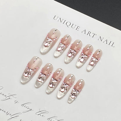 Press-on Nails with a Dazzling Cat's Eye Sparkle | Wearing Armor Nail | Gel Nail Strips