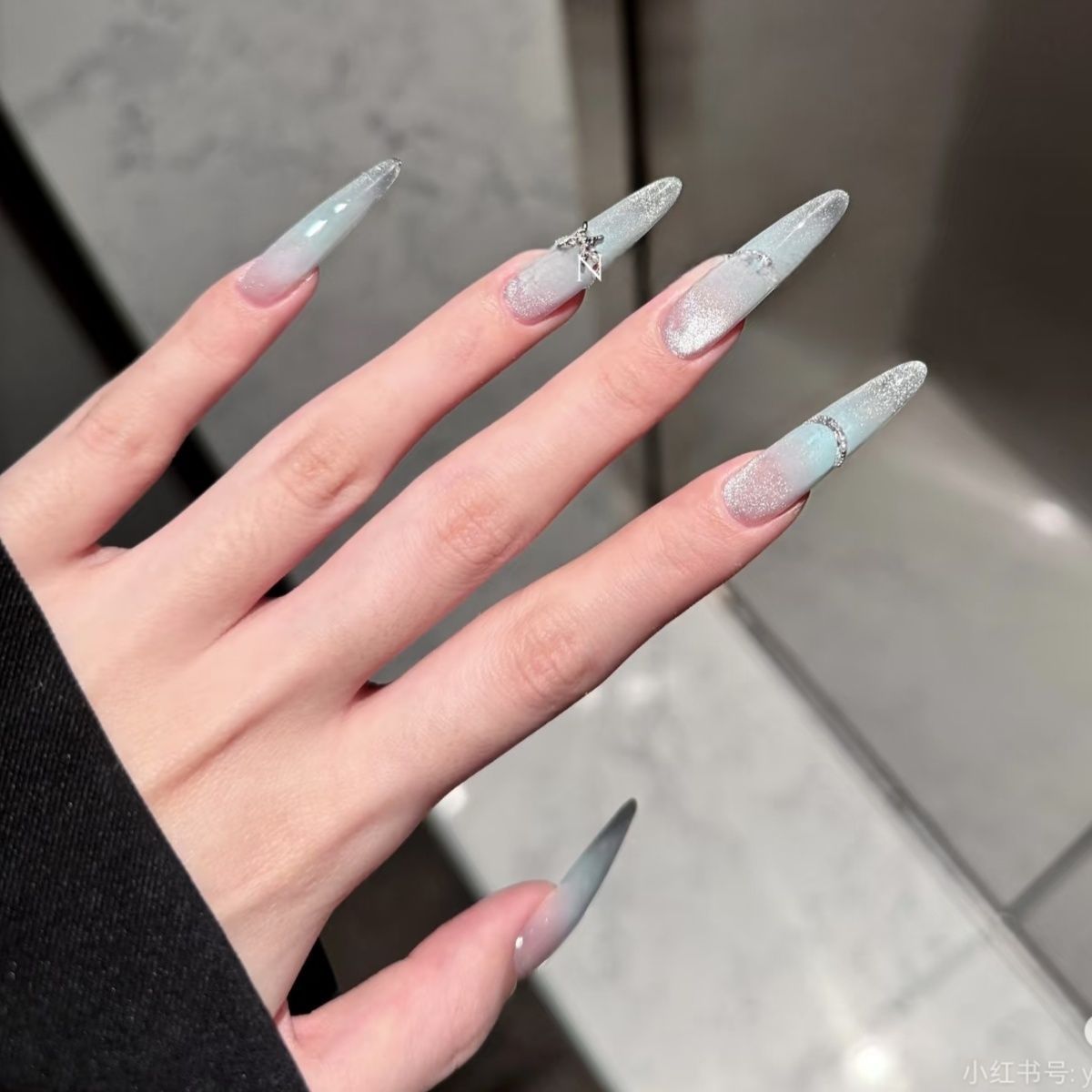 New Stiletto Press-on Nails with Cat's Eye and Butterfly Design, Versatile, Fresh and Sophisticated Brightening Nail Stickers | Wearing Armor Nail | Gel Nail Strips