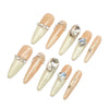 3D Apricot-colored Long Nail with Diamonds | Jelly Gel Nail