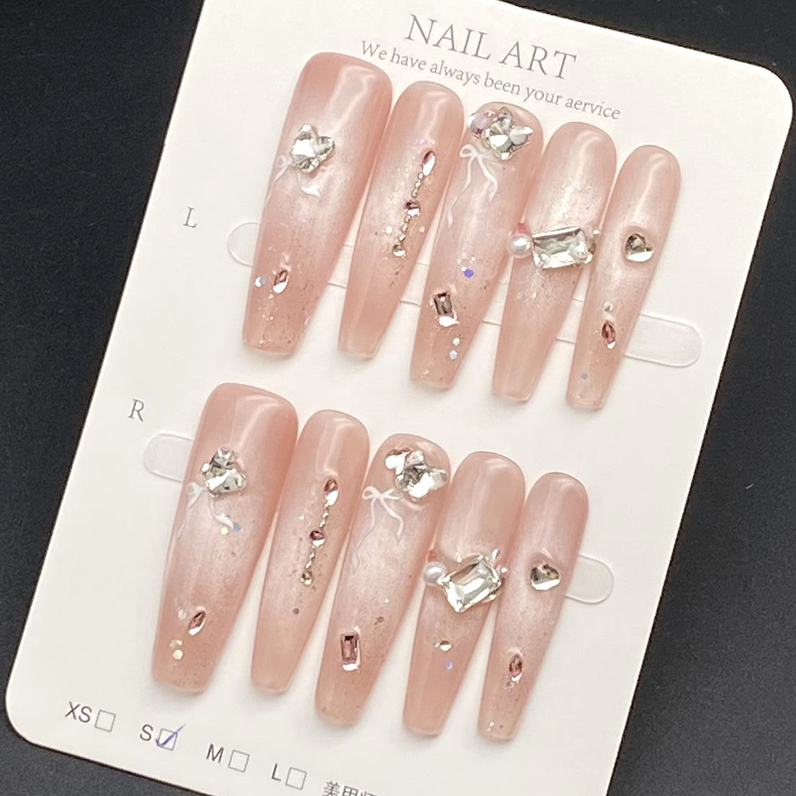High-Shine Diamond Long Stiletto Wearing Armor Nail | Gel Nail Strips