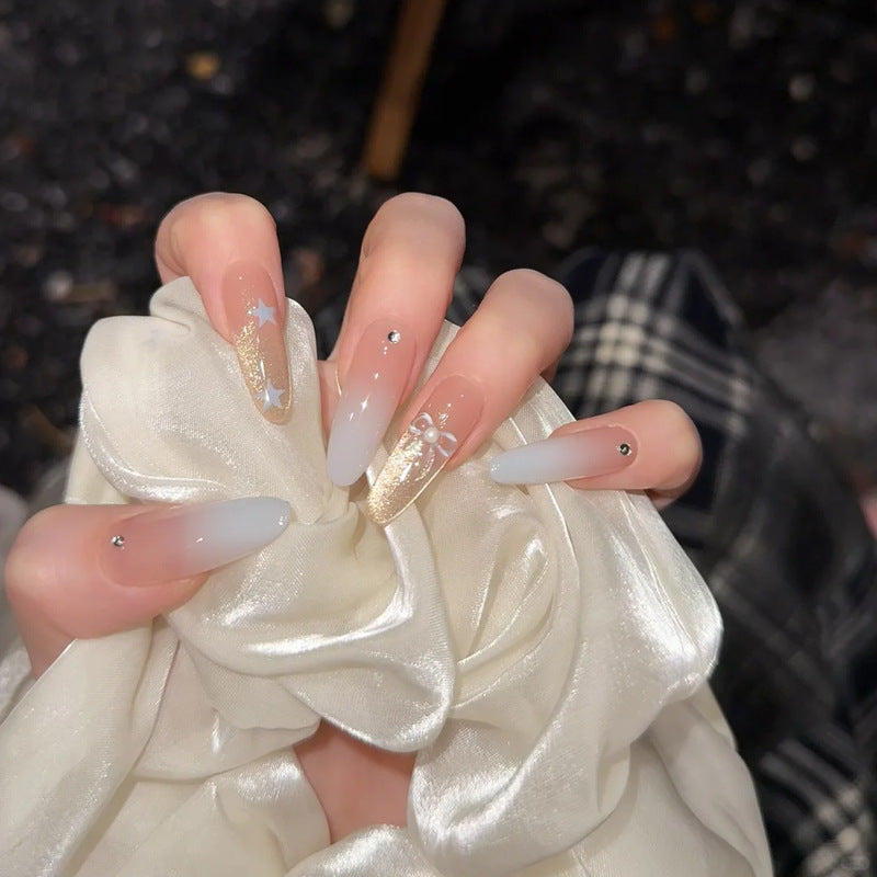 French Press-on Nails with Stars and Glitter | Wearing Armor Nail | Gel Nail Strips