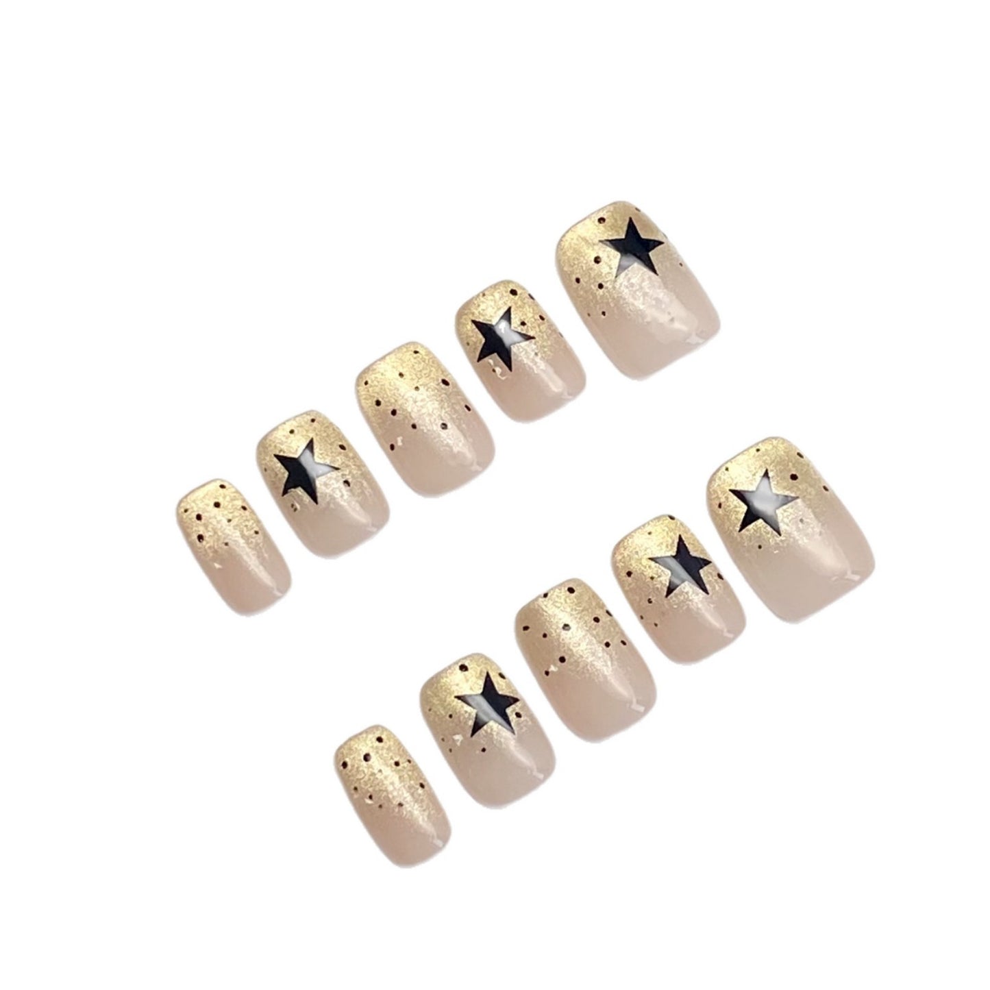 Black Five-Point Star Press-on Nails Wearing Armor Nail | Gel Nail Strips