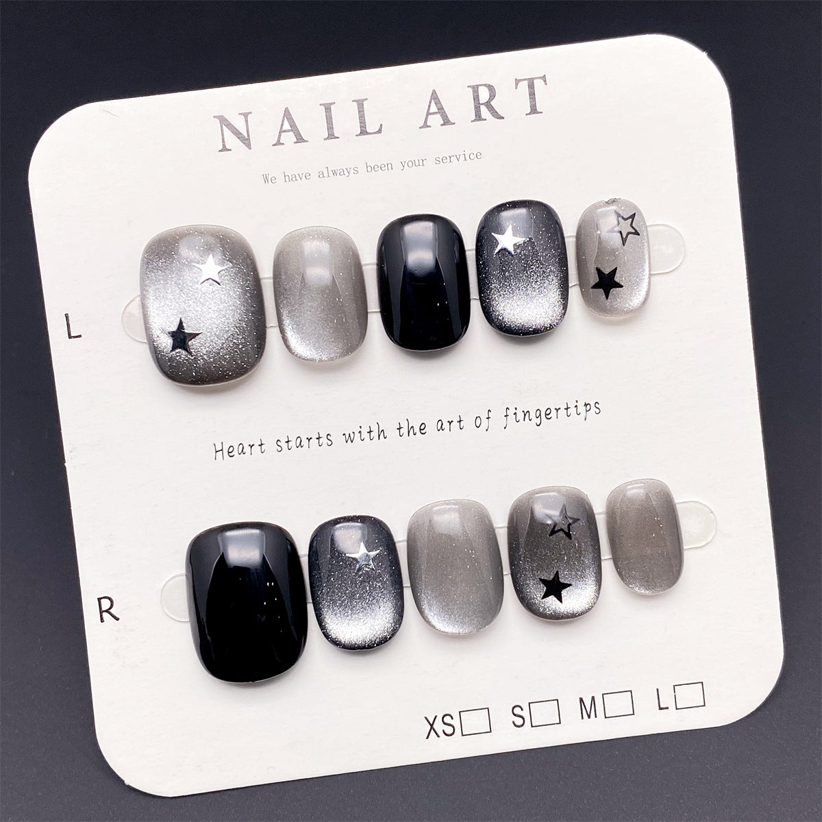 Popular Minimalist Solid Color Black Gray Cat Eye Glitter Starry Sky Wearing Armor Nail | Gel Nail Strips