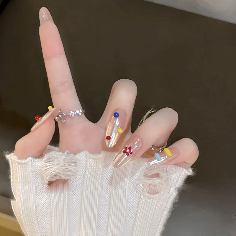 Colorful Polka Dot Fluorescent Glow Cute Press-on Nails | Wearing Armor Nail | Gel Nail Strips