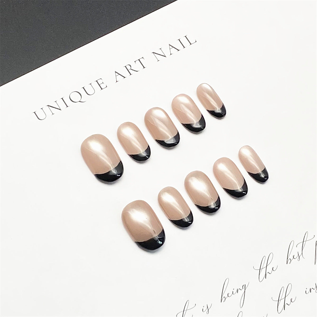 Color-Blocking French Cat Eye Press-on Nails | Wearing Armor Nail | Gel Nail Strips