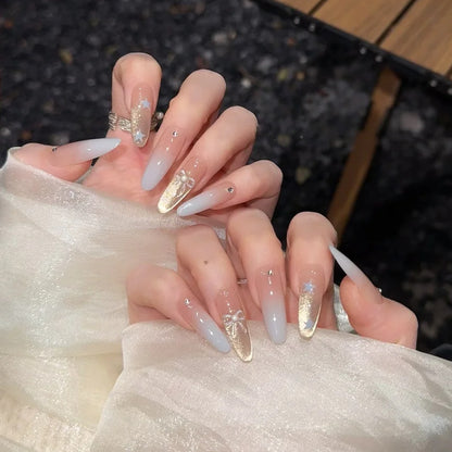 French Press-on Nails with Stars and Glitter | Wearing Armor Nail | Gel Nail Strips