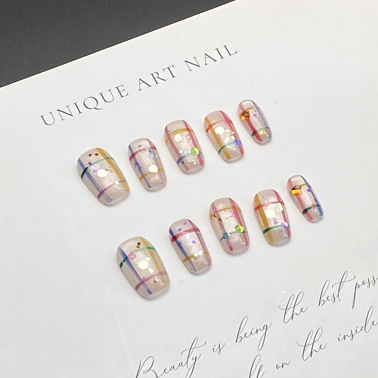 Short Press-on Nails with Aurora Shimmer | Wearing Armor Nail | Gel Nail Strips