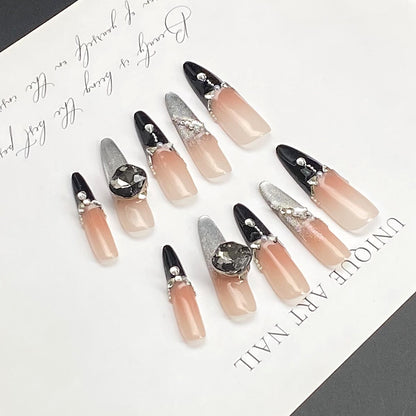 French Dark Chocolate Cat-Eye Nails Wearing Armor Nail | Gel Nail Strips