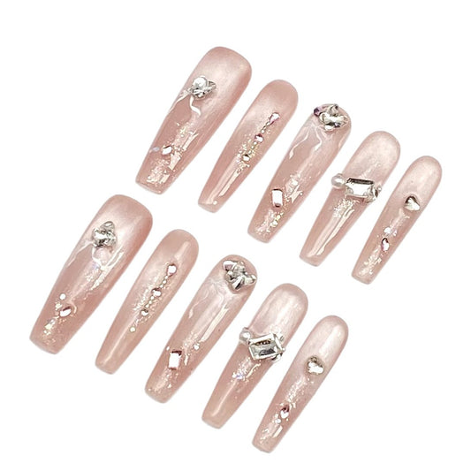 High-Shine Diamond Long Stiletto Wearing Armor Nail | Gel Nail Strips