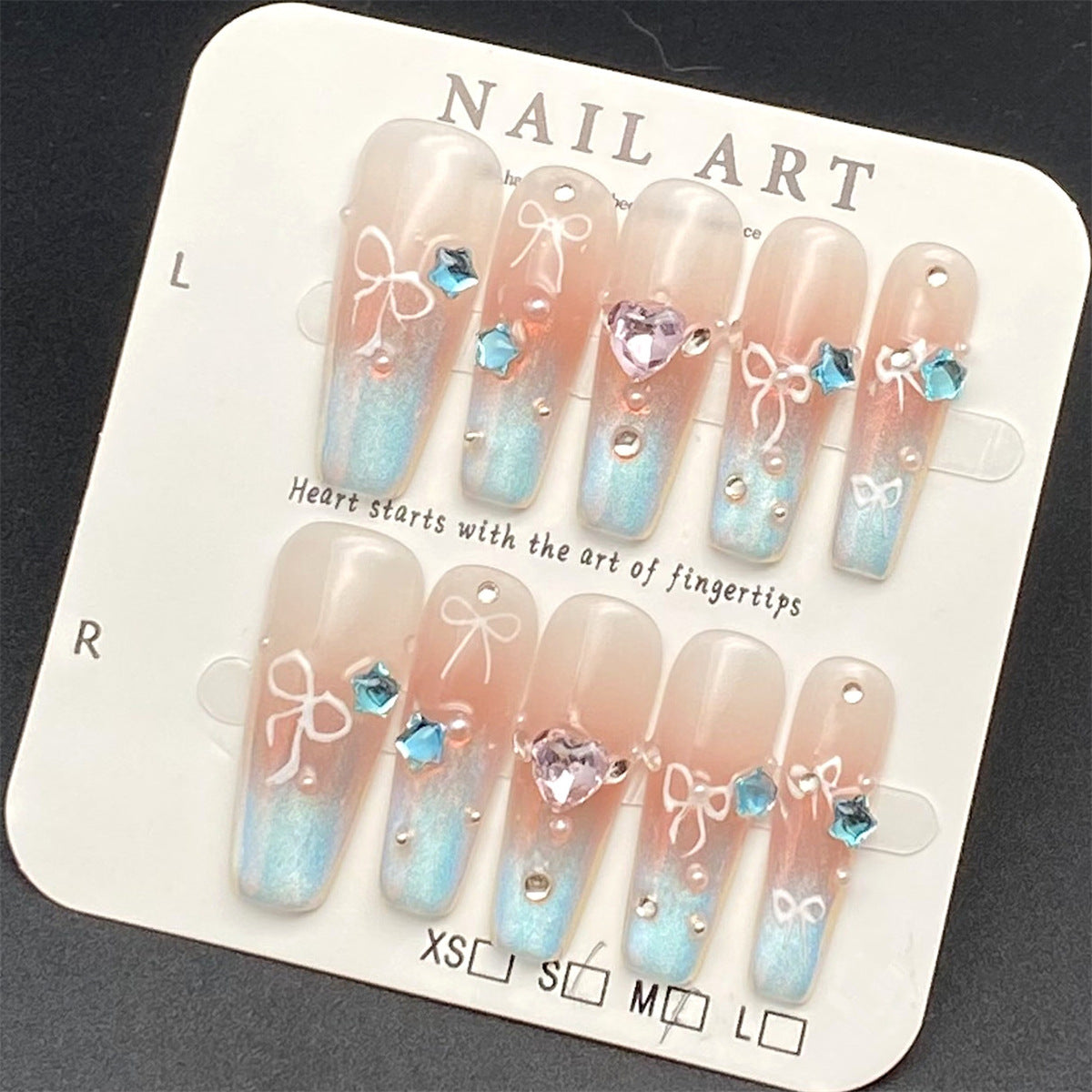 Dreamy Butterfly Bow with Diamonds and Pearls Press-on Nails | Wearing Armor Nail | Gel Nail Strips