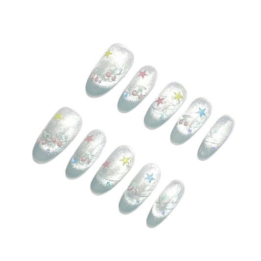 Five-Point Star French Cat's Eye Design | Wearing Armor Nail | Gel Nail Strips