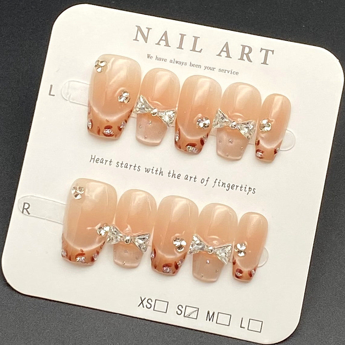 French Cat Eye Dazzling Glitter Bows Wearing Armor Nail | Gel Nail Strips