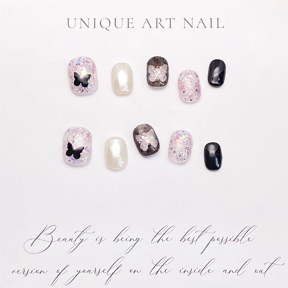 French Butterfly Foil Press-on Nails | Wearing Armor Nail | Gel Nail Strips