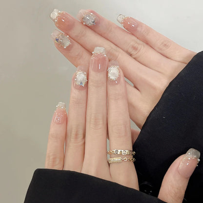 Pink Mirror French Short Press-on Nails | Wearing Armor Nail | Gel Nail Strips