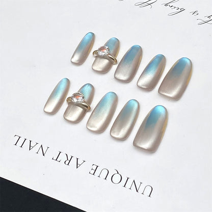 Solid Color with Sparkling Glitter and a Dynamic Cat's Eye | Wearing Armor Nail | Gel Nail Strips