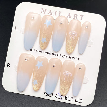 French Press-on Nails with Stars and Glitter | Wearing Armor Nail | Gel Nail Strips