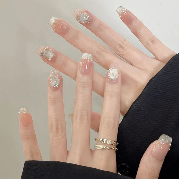 Pink Mirror French Short Press-on Nails | Wearing Armor Nail | Gel Nail Strips