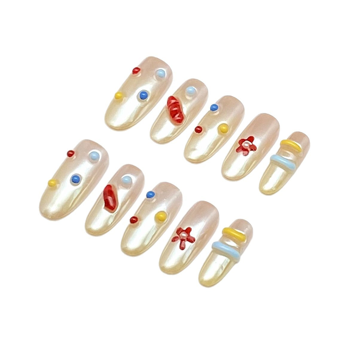 Colorful Polka Dot Fluorescent Glow Cute Press-on Nails | Wearing Armor Nail | Gel Nail Strips