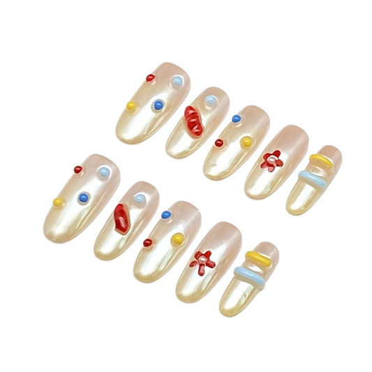 Colorful Polka Dot Fluorescent Glow Cute Press-on Nails | Wearing Armor Nail | Gel Nail Strips