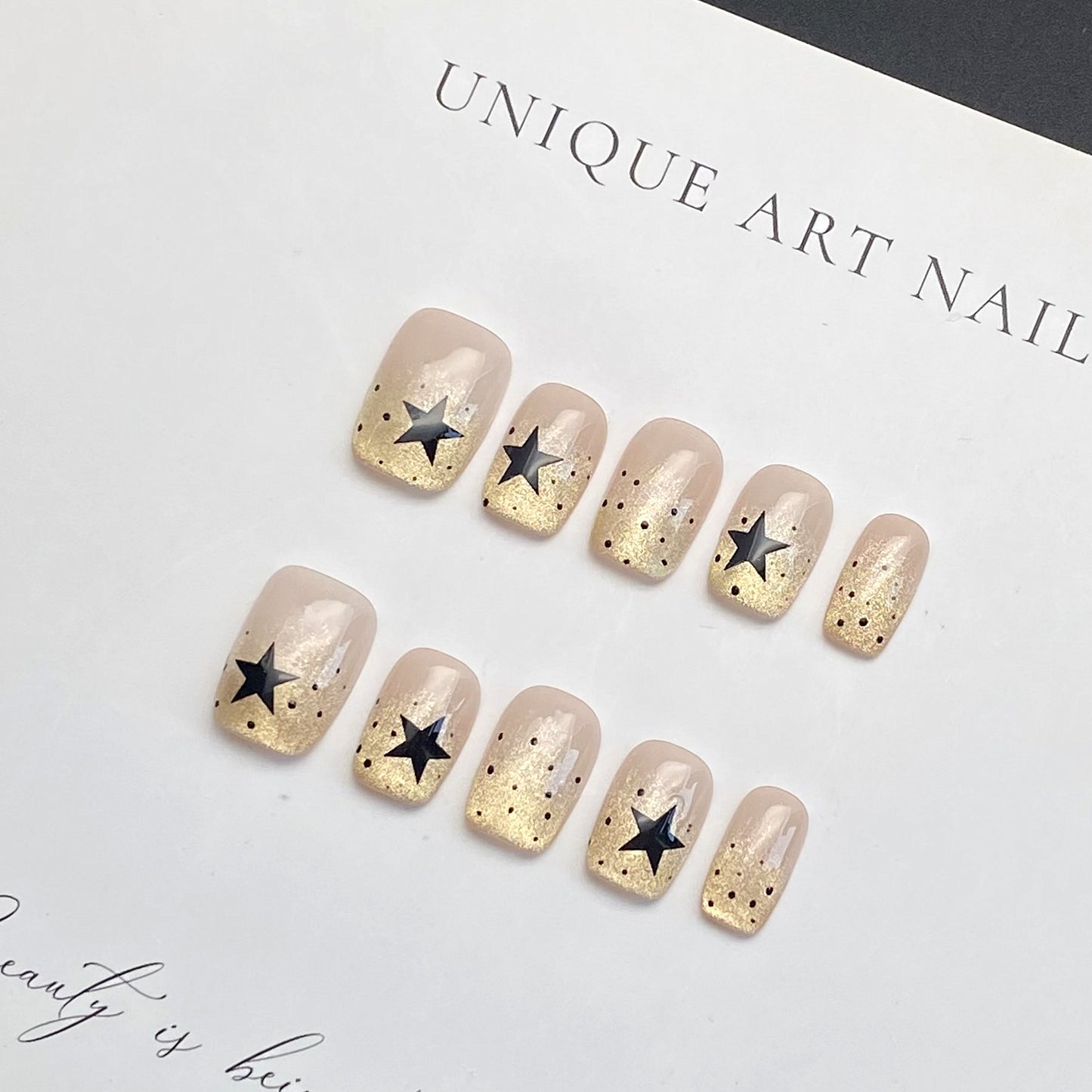 Black Five-Point Star Press-on Nails Wearing Armor Nail | Gel Nail Strips