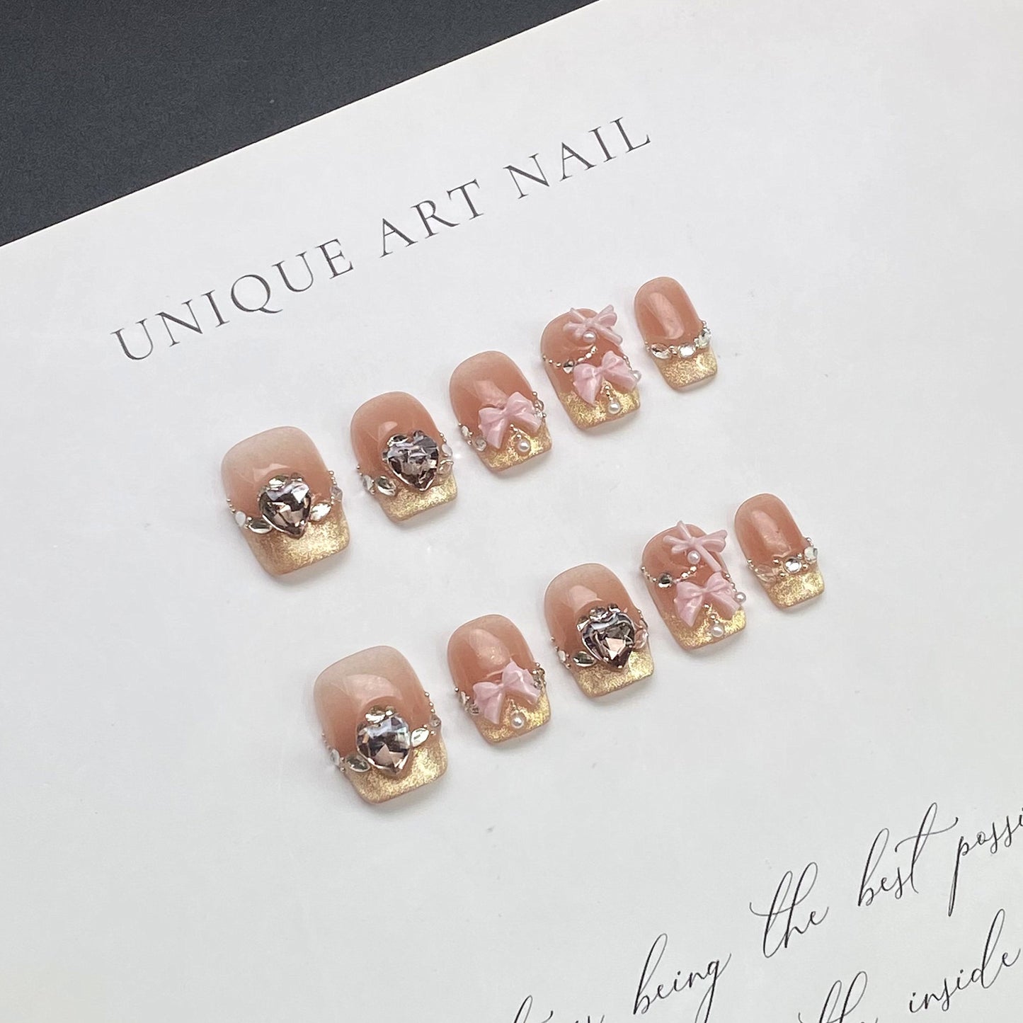 Square Cat's Eye Press-on Nails with Diamonds | Wearing Armor Nail | Gel Nail Strips