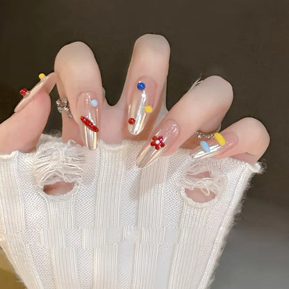 Colorful Polka Dot Fluorescent Glow Cute Press-on Nails | Wearing Armor Nail | Gel Nail Strips