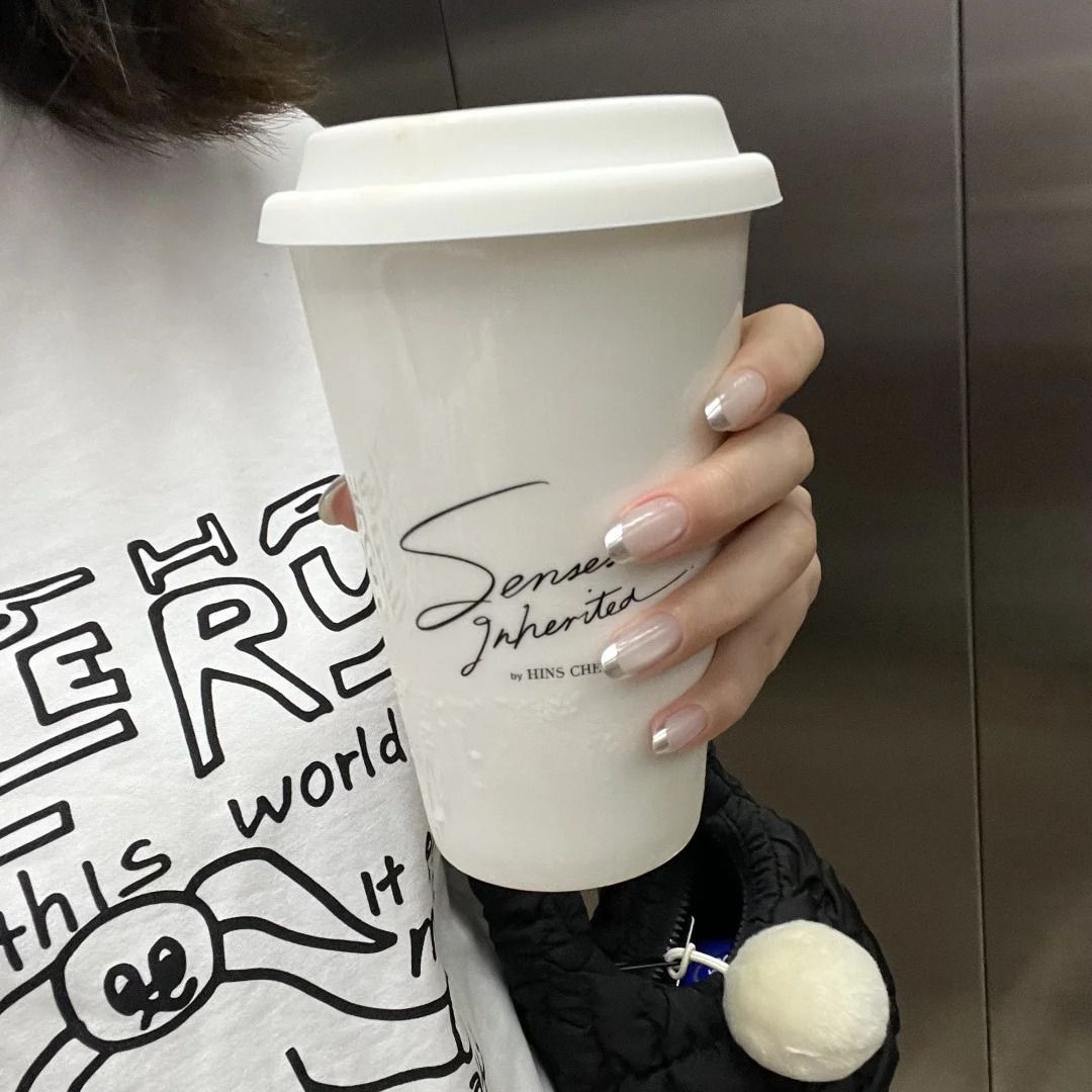 French Manicure with Silver Edges for a Minimalist | Wearing Armor Nail | Gel Nail Strips