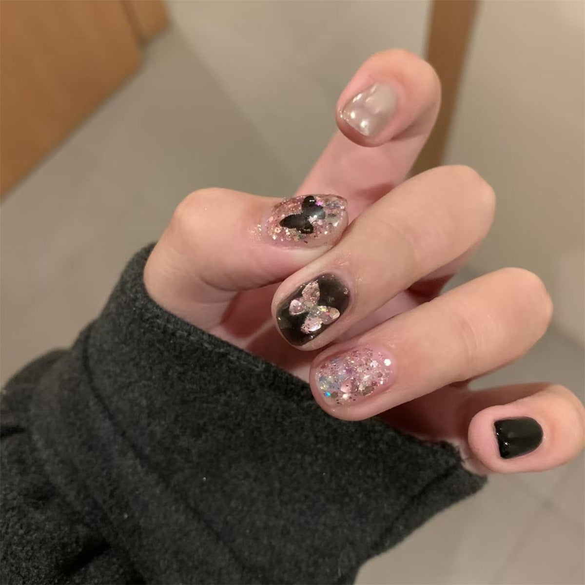 French Butterfly Foil Press-on Nails | Wearing Armor Nail | Gel Nail Strips