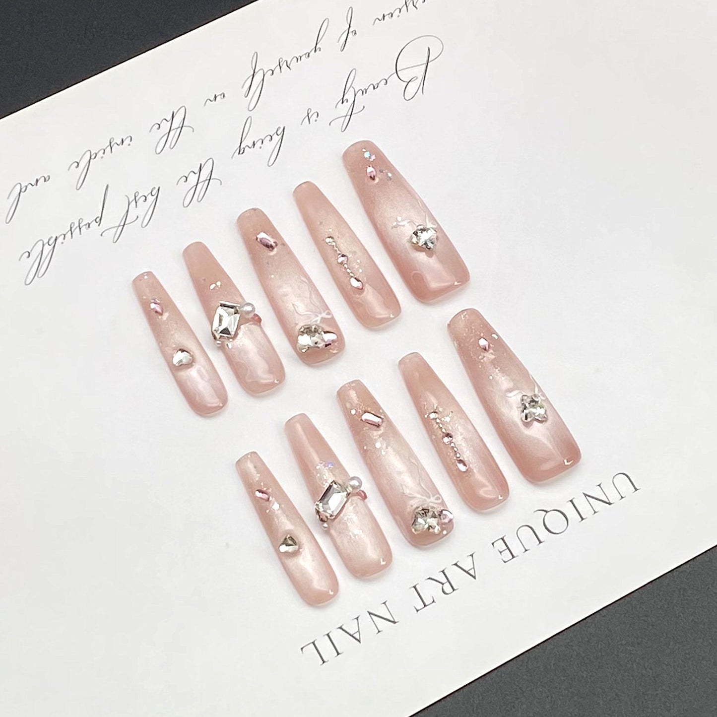 High-Shine Diamond Long Stiletto Wearing Armor Nail | Gel Nail Strips