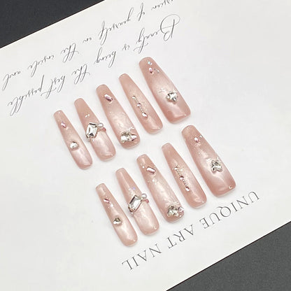 High-Shine Diamond Long Stiletto Wearing Armor Nail | Gel Nail Strips