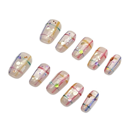 Short Press-on Nails with Aurora Shimmer | Wearing Armor Nail | Gel Nail Strips