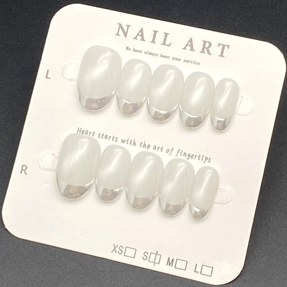 French Manicure with Silver Edges for a Minimalist | Wearing Armor Nail | Gel Nail Strips