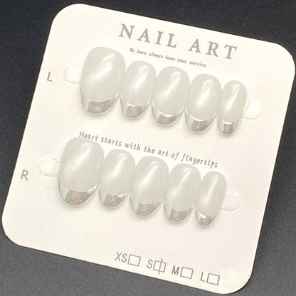 French Manicure with Silver Edges for a Minimalist | Wearing Armor Nail | Gel Nail Strips