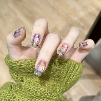 Short Press-on Nails with Aurora Shimmer | Wearing Armor Nail | Gel Nail Strips