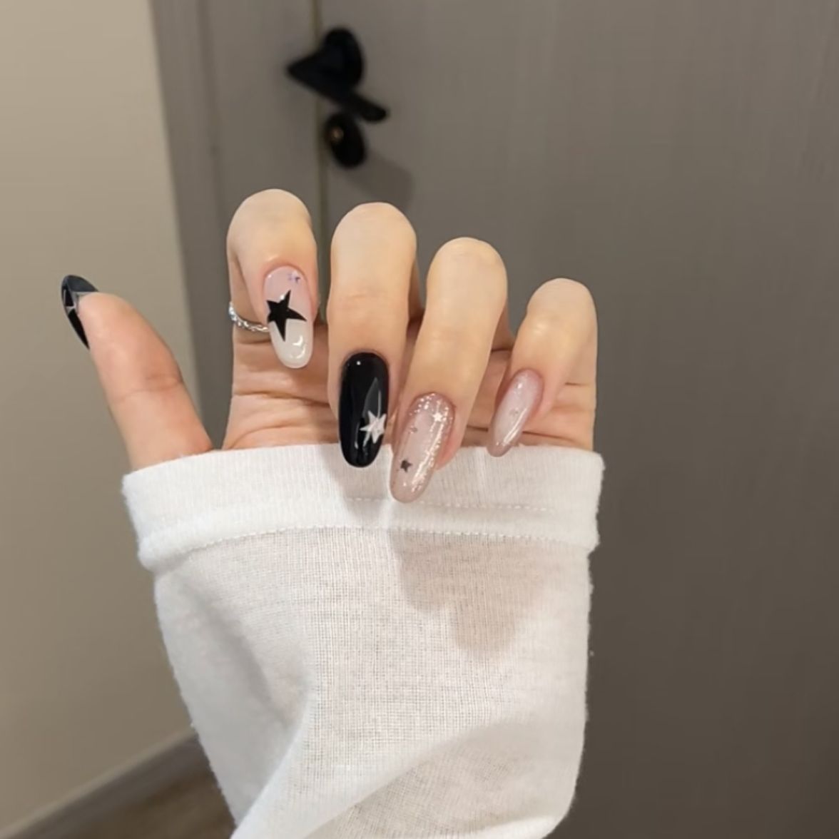 3D French Cat Eye Gemstone | Wearing Armor Nail | Gel Nail Strips