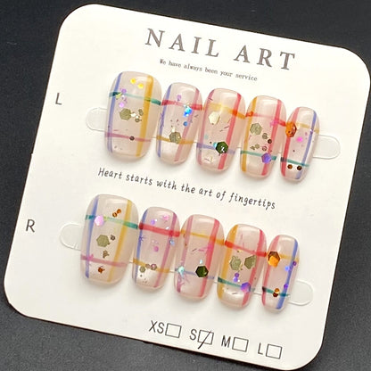 Short Press-on Nails with Aurora Shimmer | Wearing Armor Nail | Gel Nail Strips