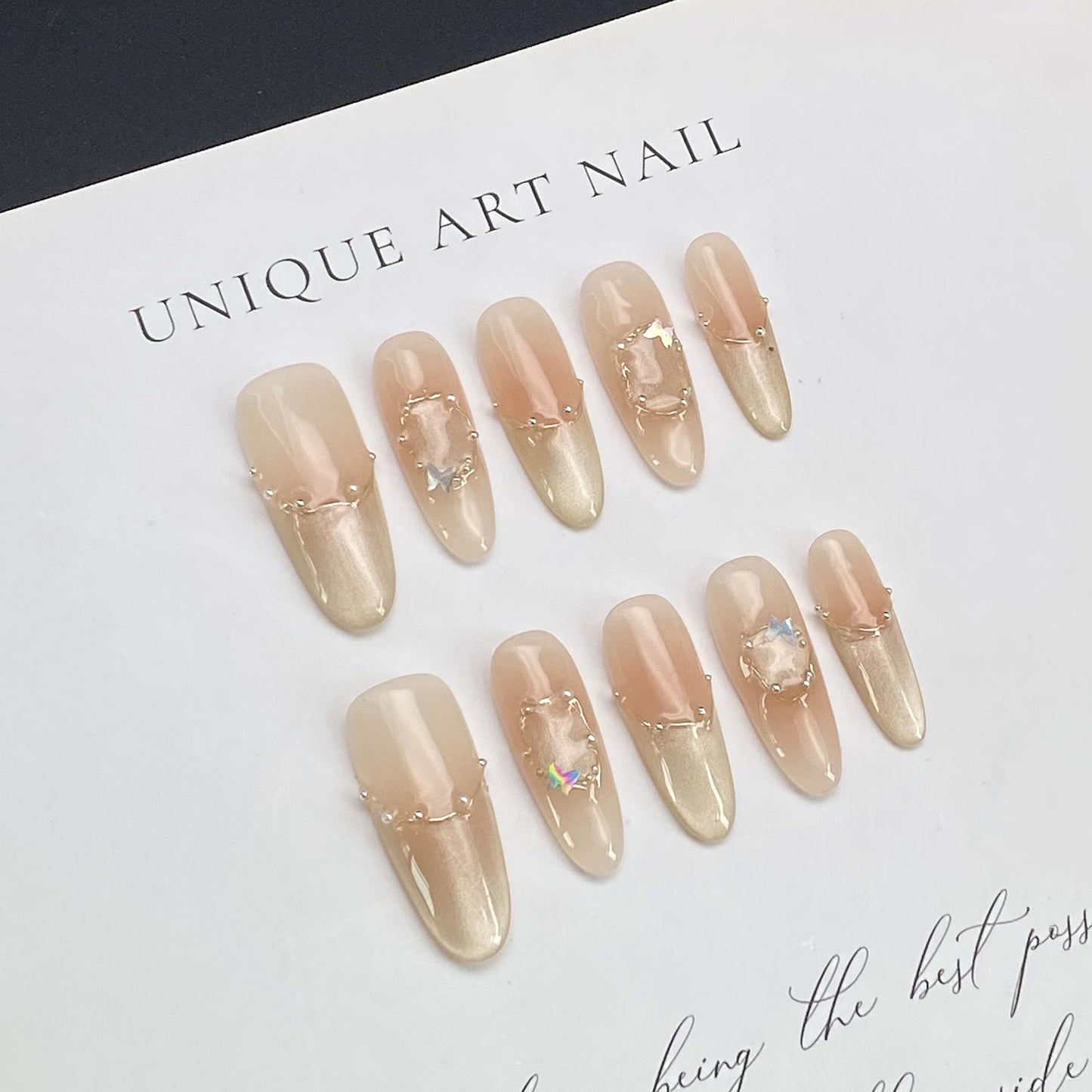 Dazzling Cat Eye French Design | Wearing Armor Nail | Gel Nail Strips