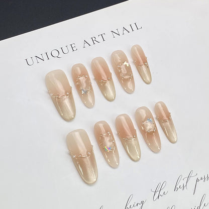 Dazzling Cat Eye French Design | Wearing Armor Nail | Gel Nail Strips