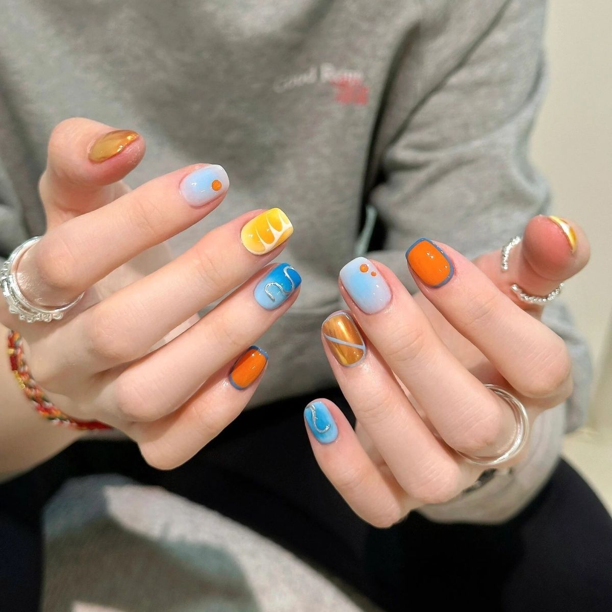 New Year Cat's Eye Press-on Nails with Firecracker Design | Wearing Armor Nail | Gel Nail Strips