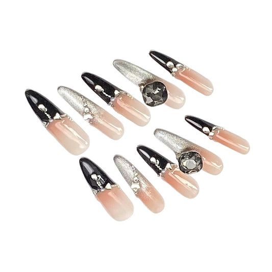 French Dark Chocolate Cat-Eye Nails Wearing Armor Nail | Gel Nail Strips